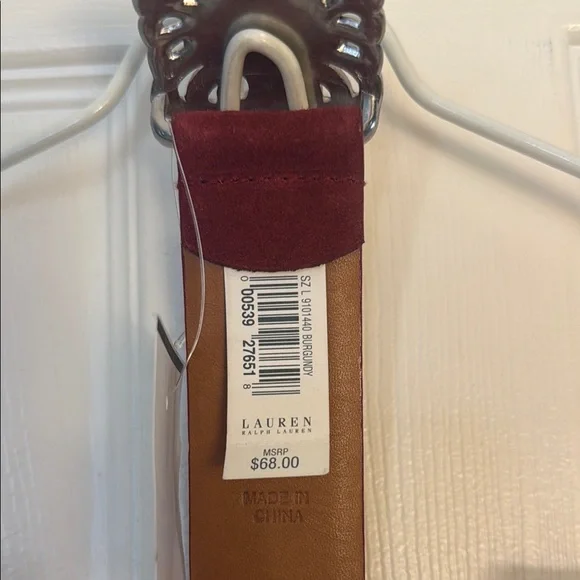 Ralph Lauren dark red suede Belt with Ornate Silver Buckle - Picture 2 of 6